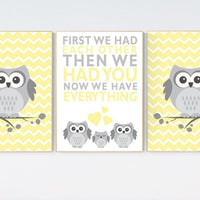 First We Had Each Other, gender neutral nursery, yellow nursery decor, owl Nursery art Nursery Decor, nursery prints, yellow grey
