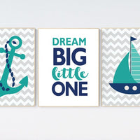 Nautical nursery prints, nursery decor nautical, nursery decor boy nautical, navy nursery decor, navy teal, dream big little one, nautical