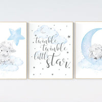 Nursery decor boy, nursery decor lambs, Sheep nursery decor, nursery wall art sheep, moon and cloud wall art nursery, boy nursery decor