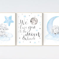 Nursery decor boy, nursery decor lambs, Sheep nursery decor, nursery wall art sheep, moon and cloud wall art nursery, boy nursery decor