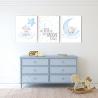 We love you to the moon and back , Nursery decor boy, nursery decor lambs, Sheep nursery decor, nursery wall art sheep, moon and cloud, boy