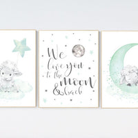 Mint nursery decor, nursery decor lambs, Sheep nursery decor, nursery wall art sheep, gender neutral nursery, cloud and star, mint green