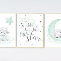 Nursery decor gender neutral, sheep nursery, Mint nursery decor, nursery decor lambs, Sheep nursery decor, nursery wall art sheep, mint