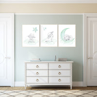 Mint nursery decor, nursery decor lambs, Sheep nursery decor, nursery wall art sheep, gender neutral nursery, cloud and star, mint green