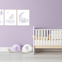 Nursery decor girl purple, nursery decor girl, nursery decor lambs, Sheep nursery decor, nursery wall art sheep, lavender and gray, lilac