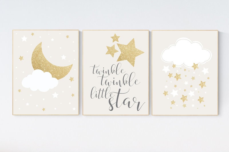 Neutral nursery decor, gold nursery decor, gender neutral nursery decor, baby room twinkle twinkle little star, neutral nursery, nursery art