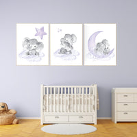 Girls room decor purple, Nursery decor girl purple, nursery decor elephant girl, moon and stars, lavender, star nursery, lilac nursery decor