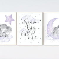 Nursery decor girl purple, nursery decor girl elephant, Girls room decor purple, moon and stars, lavender, star nursery, lilac nursery decor