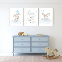 Nursery decor bunny, dream big little one, Nursery decor boy, rabbit nursery decor, Bunny print, boy nursery wall art, woodland animals