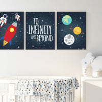 Space nursery decor, baby boy nursery, to infinity and back, outer space nursery, space print, Space themed nursery, nursery prints, boy