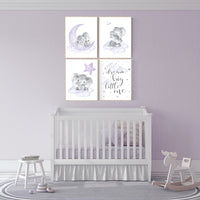Nursery decor girl purple, nursery decor girl elephant, Girls room decor purple, moon and stars, lavender, star nursery, lilac nursery decor