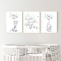 Giraffe nursery decor, Nursery decor girl giraffe, nursery decor elephant, mint nursery decor, gender neutral, nursery wall art quotes