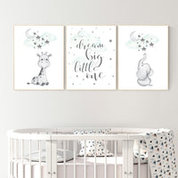 Giraffe nursery decor, Nursery decor girl giraffe, nursery decor elephant, mint nursery decor, gender neutral, nursery wall art quotes