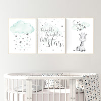 Giraffe nursery decor, Nursery decor girl giraffe, mint nursery decor, gender neutral, nursery wall art quotes, neutral nursery prints