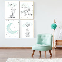 Nursery decor elephant, Giraffe nursery decor, Nursery decor girl giraffe, Mint nursery decor, gender neutral, nursery wall art quotes,