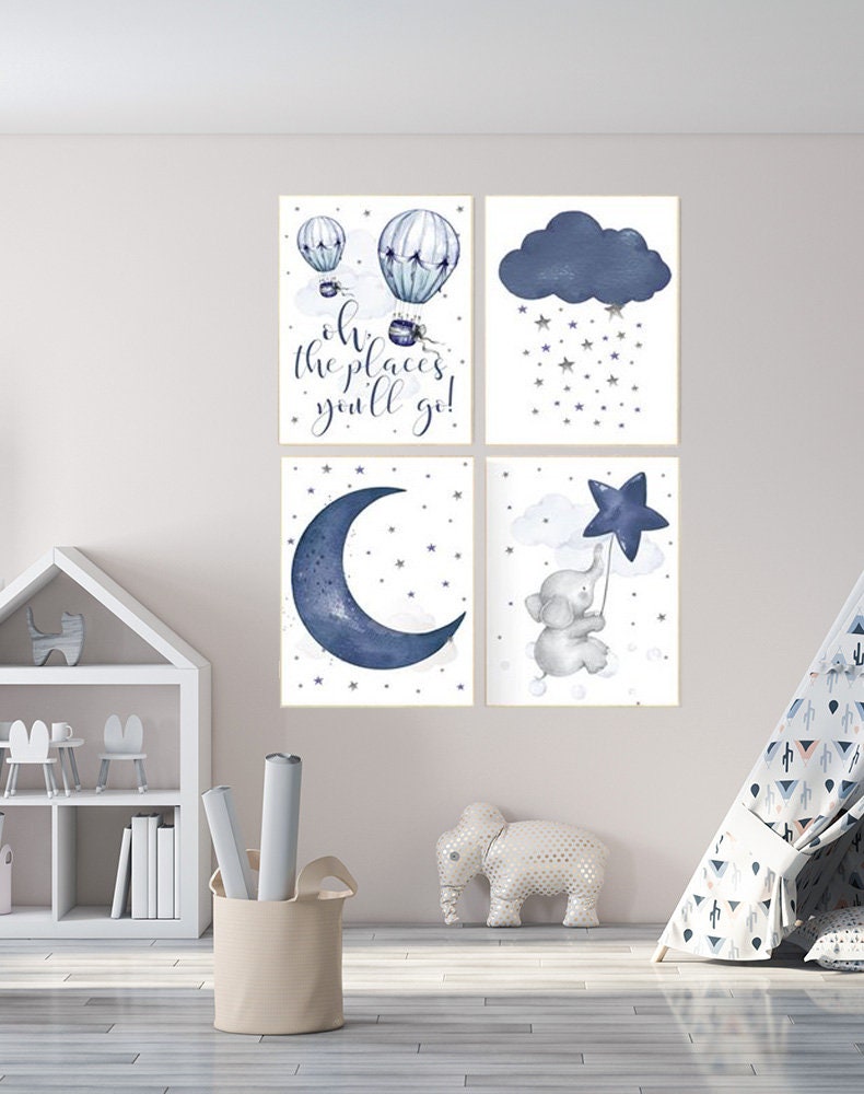 Nursery decor boy elephant, oh the places you&