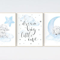 Sheep nursery decor, Nursery decor boy, nursery decor lambs, nursery wall art sheep, moon and cloud wall art nursery, boy nursery decor