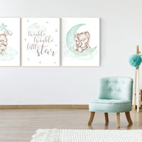 Nursery decor bunny, mint nursery, rabbit nursery decor, mint green nursery, Bunny print nursery, gender neutral nursery, woodland animals