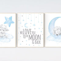 We love you to the moon and back , Nursery decor boy, nursery decor lambs, Sheep nursery decor, nursery wall art sheep, moon and cloud, boy