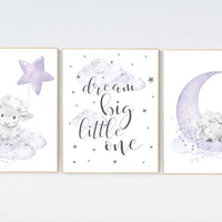 Nursery decor girl purple, nursery decor girl, nursery decor lambs, Sheep nursery decor, nursery wall art sheep, lavender and gray, lilac
