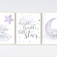 Nursery decor girl purple, sheep nursery, Sheep nursery decor, nursery wall art sheep, lavender, lilac, nursery decor lambs, sheep prints