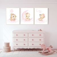 Nursery decor bear, bear nursery decor for girls, nursery decor girl, girl nursery decor, nursery wall art girl teddy bear print for nursery