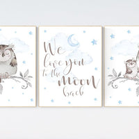 Nursery decor owl, owl nursery, nursery wall art boy, owl print nursery, owl print baby, baby nursery decor, baby room decor boy