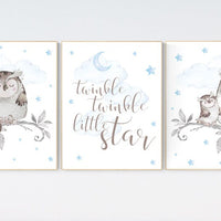 Nursery decor boy owls, owl nursery, nursery wall art boy, owl print nursery, owl print baby, baby nursery decor, baby room decor boy