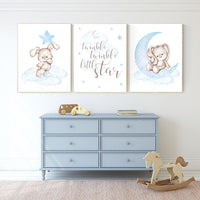 Nursery decor bunny, nursery wall art boy, twinkle twinkle little star, bunny nursery prints, Bunny print, boy nursery wall decor, woodland