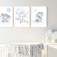 Nursery decor boy elephant, Elephant nursery, nursery decor, boys room decor, twinkle twinkle little star, clouds and stars elephant nursery