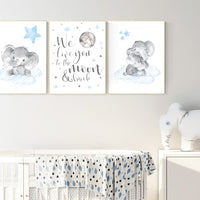 Nursery decor boy elephant, nursery wall art elephant, we love you to the moon and back, Elephant Nursery, boy nursery art, moon and stars