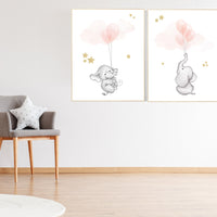 Blush pink nursery decor, blush gold nursery, nursery decor elephant, nursery decor girl coral, peach nursery, blush nursery, animal balloon