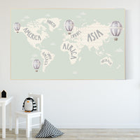 World map nursery, World map wall art, gender neutral nursery, mint green, kids room, nursery wall art map, map print world, map nursery