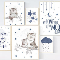 Navy nursery, Owl Nursery Decor, owl print nursery, Baby boy room, nursery wall art owl, Owl wall art print, Owl nursery poster, Owl Art