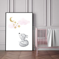 Fox nursery decor, nursery decor woodland, nursery decor fox, woodland nursery, pink gold nursery wall art, girl nursery, woodland animals