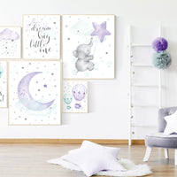 Purple mint nursery wall art, Nursery decor girl purple, purple nursery, lilac nursery print, lavender, purple teal, baby girl nursery, aqua