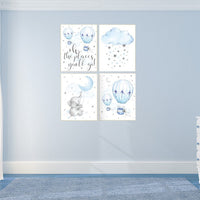 Nursery decor hot air balloon, elephant nursery, Nursery decor boy, oh the places you'll go, cloud and star nursery, nursery wall art boy