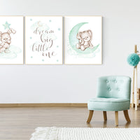 Nursery decor bunny, mint nursery, rabbit nursery, mint green nursery, dream big little one, Bunny print, gender neutral, woodland animals