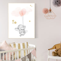 Nursery decor girl blush and grey and gold, Nursery decor elephant, girls room decor, blush pink wall art, blush pink decor, blush gold