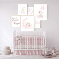 Baby room decor girl, Nursery wall art girl pink, Sheep nursery decor, sheep nursery art, lamb nursery decor, lamb print for nursery, lambs