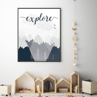 Woodland nursery, explore, nursery wall art woodland, nursery, nursery decor neutral, baby room decor mountains, adventure nursery, woodland