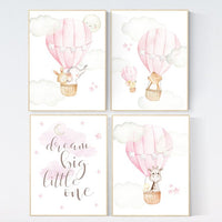 Hot air balloon nursery animal, Baby girl nursery, nursery decor elephant, woodland nursery, baby room decor girl, giraffe , bear, bunny