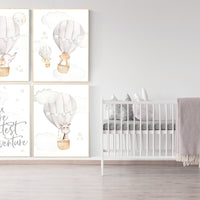 Nursery decor neutral, You are our greatest adventure print, gender neutral nursery, gray nursery, hot air balloon nursery, beige nursery