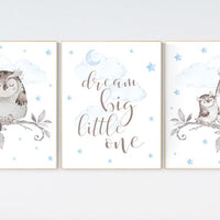 Nursery decor boy owls, owl nursery, nursery wall art boy, owl print nursery, owl print baby, baby nursery decor, baby room decor boy