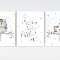 Nursery decor boy owls, owl nursery, nursery wall art boy, owl print nursery, owl print baby, baby nursery decor, baby room decor boy