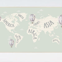 World map nursery, World map wall art, gender neutral nursery, mint green, kids room, nursery wall art map, map print world, map nursery