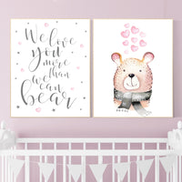 We love you more than we can bear, nursery decor bear, bear nursery print, i love you more than i can bear, animals, nursery quote print