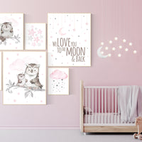 Owl Nursery Decor girl, owl print nursery, Baby girl room, nursery wall art owl, Owl wall art print, Owl nursery poster, Owl Art Print
