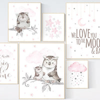 Owl Nursery Decor girl, owl print nursery, Baby girl room, nursery wall art owl, Owl wall art print, Owl nursery poster, Owl Art Print