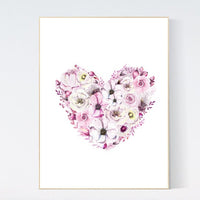 Nursery decor girl flower, nursery wall art girl pink, pink nursery, heart nursery, nursery decor girl boho, nursery decor girl floral
